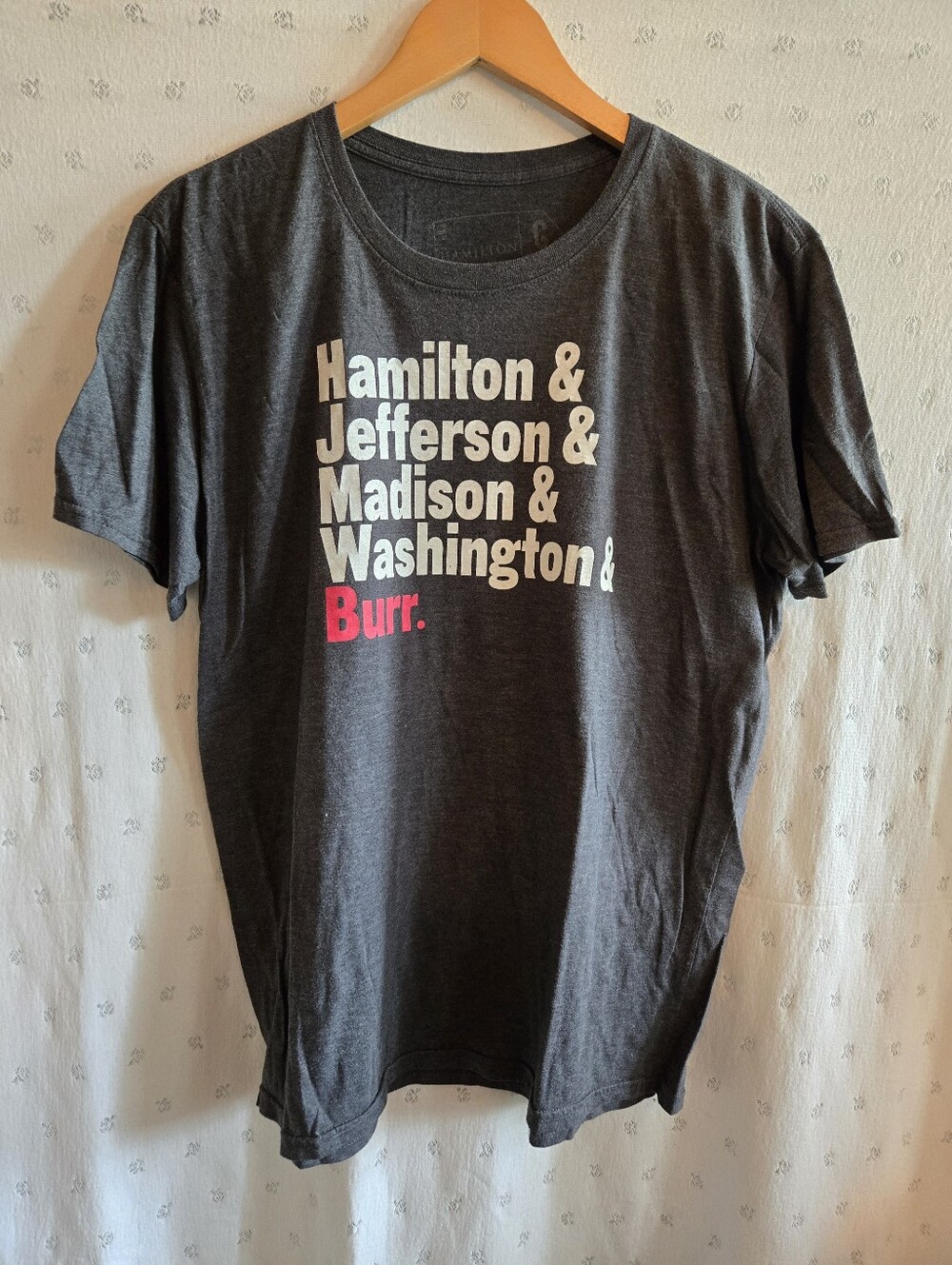 Hamilton & Jefferson & Madison & Washingto & Burr Graphic Tee - Dark Gray Size L